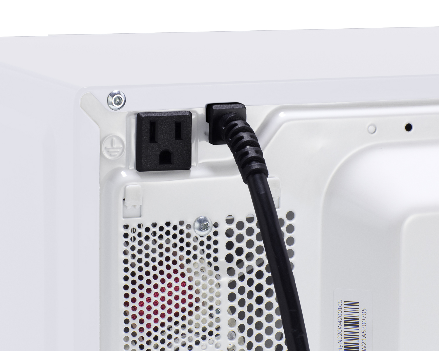 2-door mid-sized refrigerator-freezer and compact microwave in white with allocator and USB ports for 1-plug operation; ships in three boxes on one pallet
